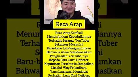 Reza Arap Umumkan Akan Donasi Ke Guru Honorer
