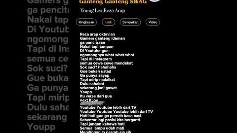 Ganteng Ganteng SWAG – Young Lex ft Reza Arab #shorts #viraltiktok #shortlyrics #songlyrics #songs