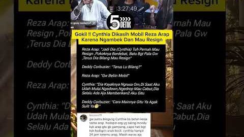 GOKIL !! REZA ARAP KASIH MOBIL CYNTHIA KARENA LAGI NGAMBEK DAN MAU RESIGN #rezaarap #yb #cynthia